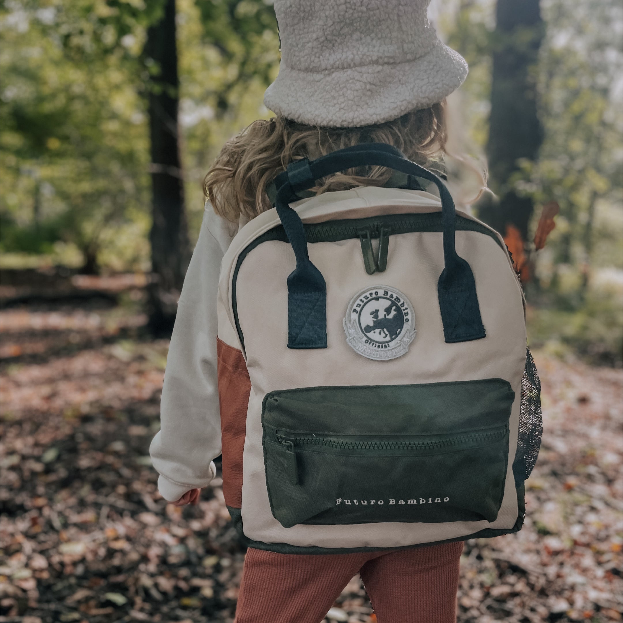 Kids Customisable Sustainable Backpack. Ecru