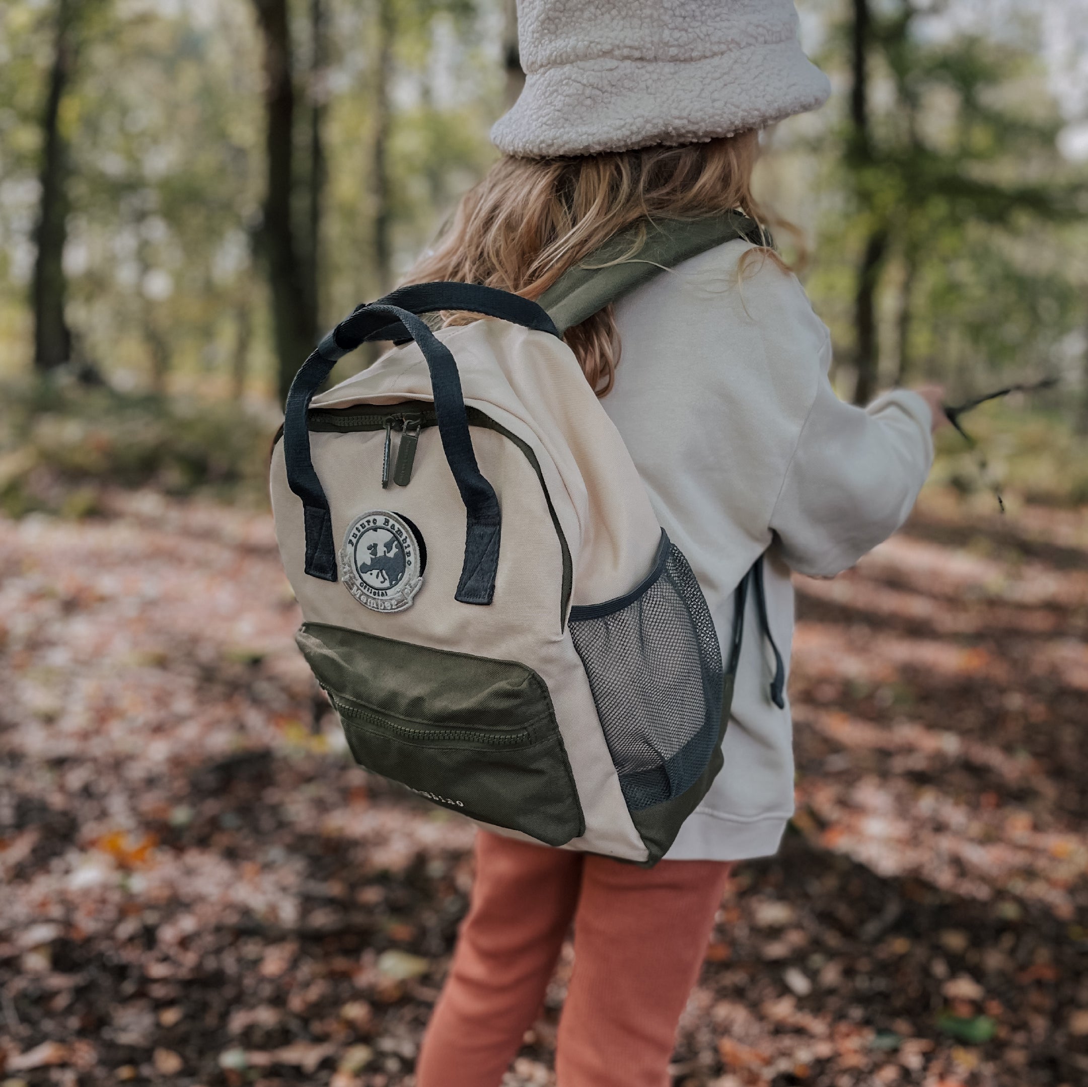 Kids Customisable Sustainable Backpack. Ecru