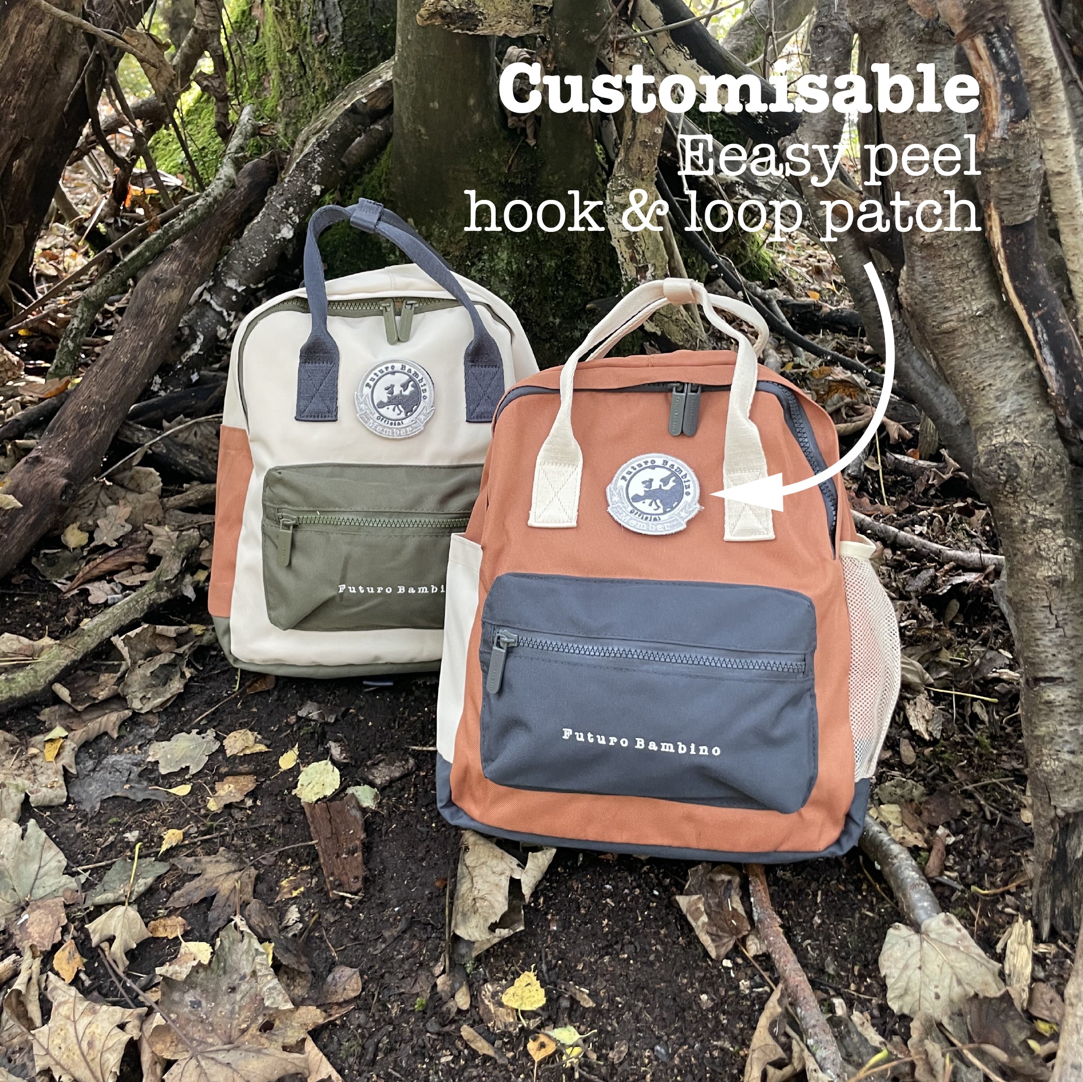 Kids Customisable Sustainable Backpack. Ecru