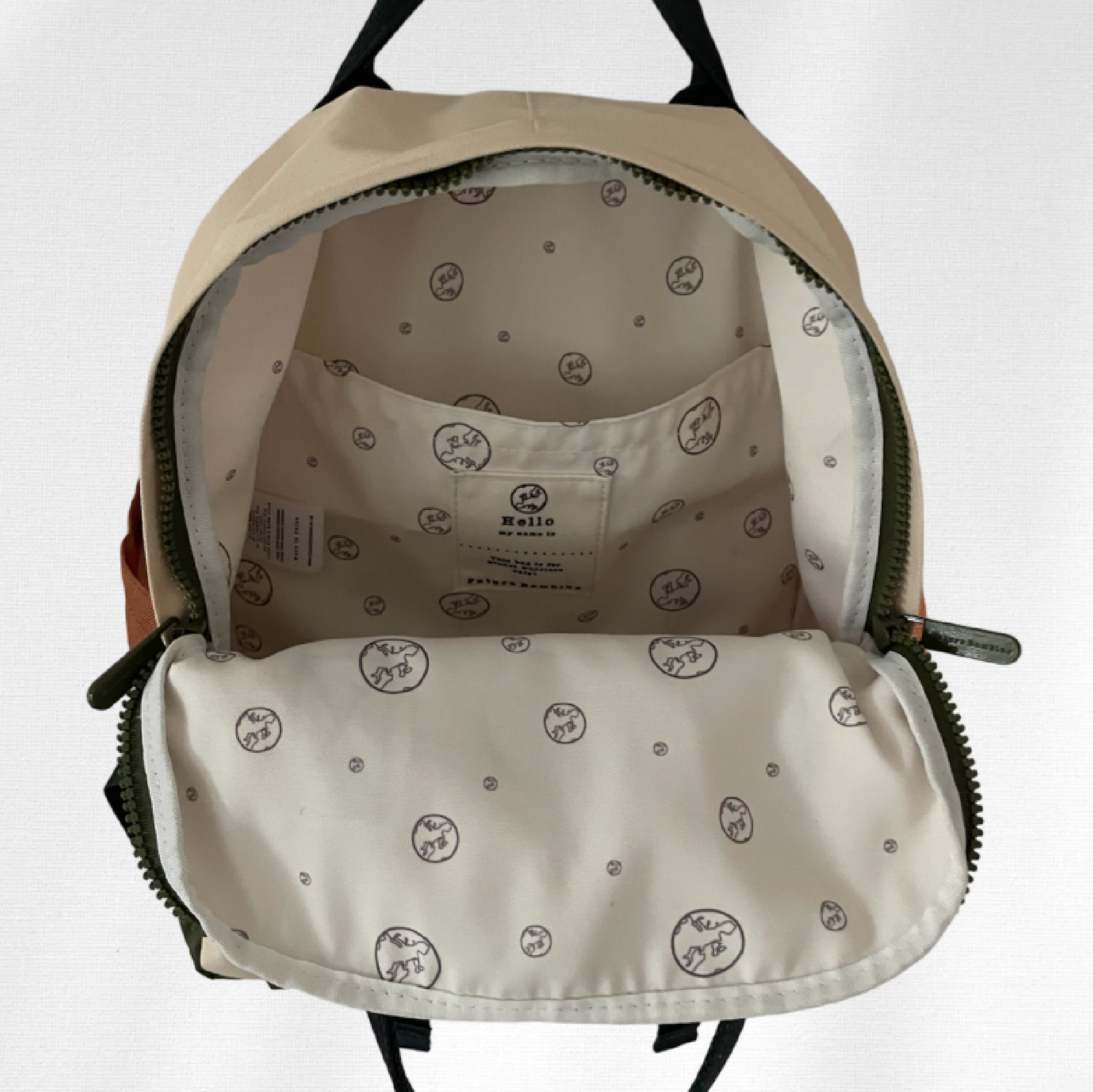 Kids Customisable Sustainable Backpack. Ecru