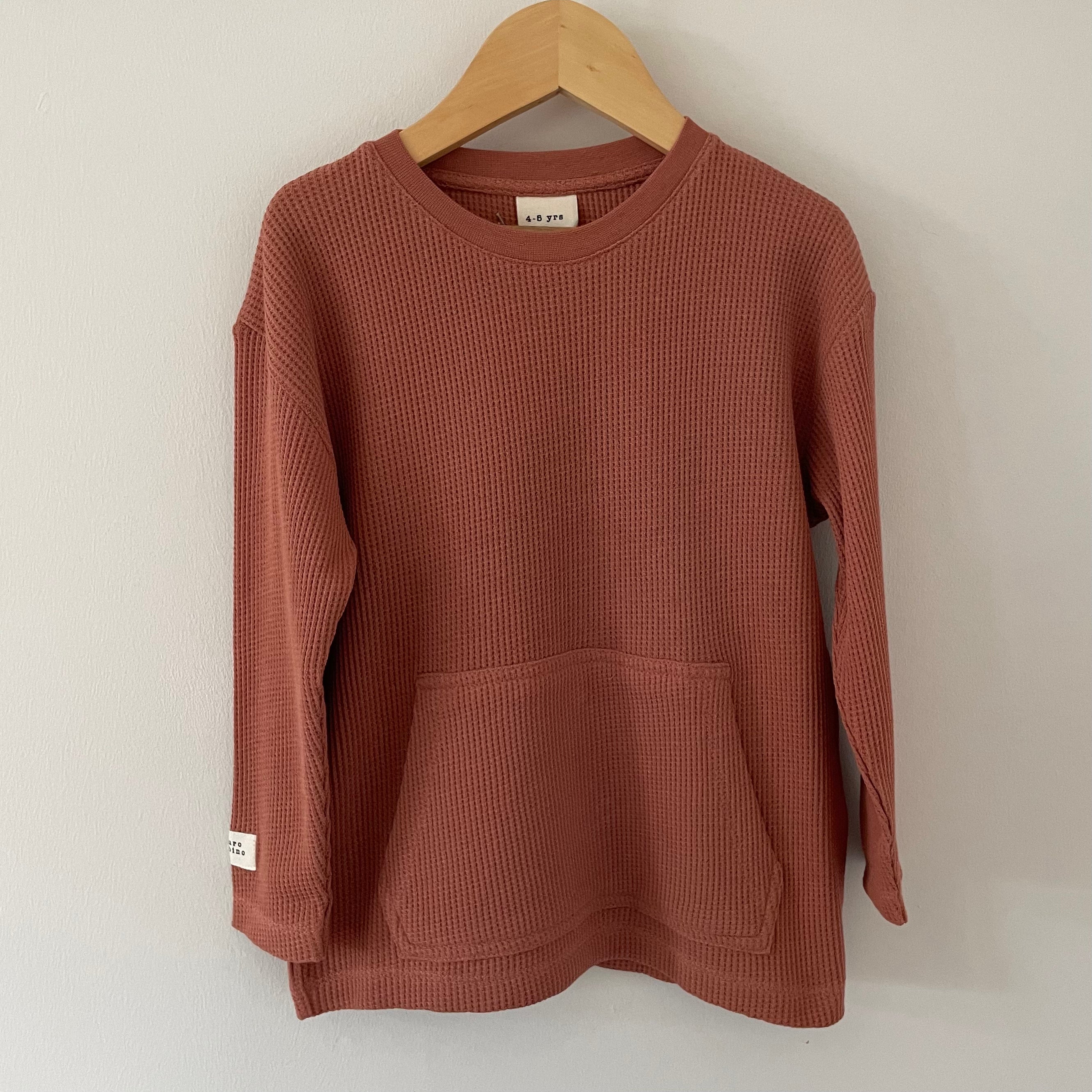 Long Sleeve Waffle Top Rust