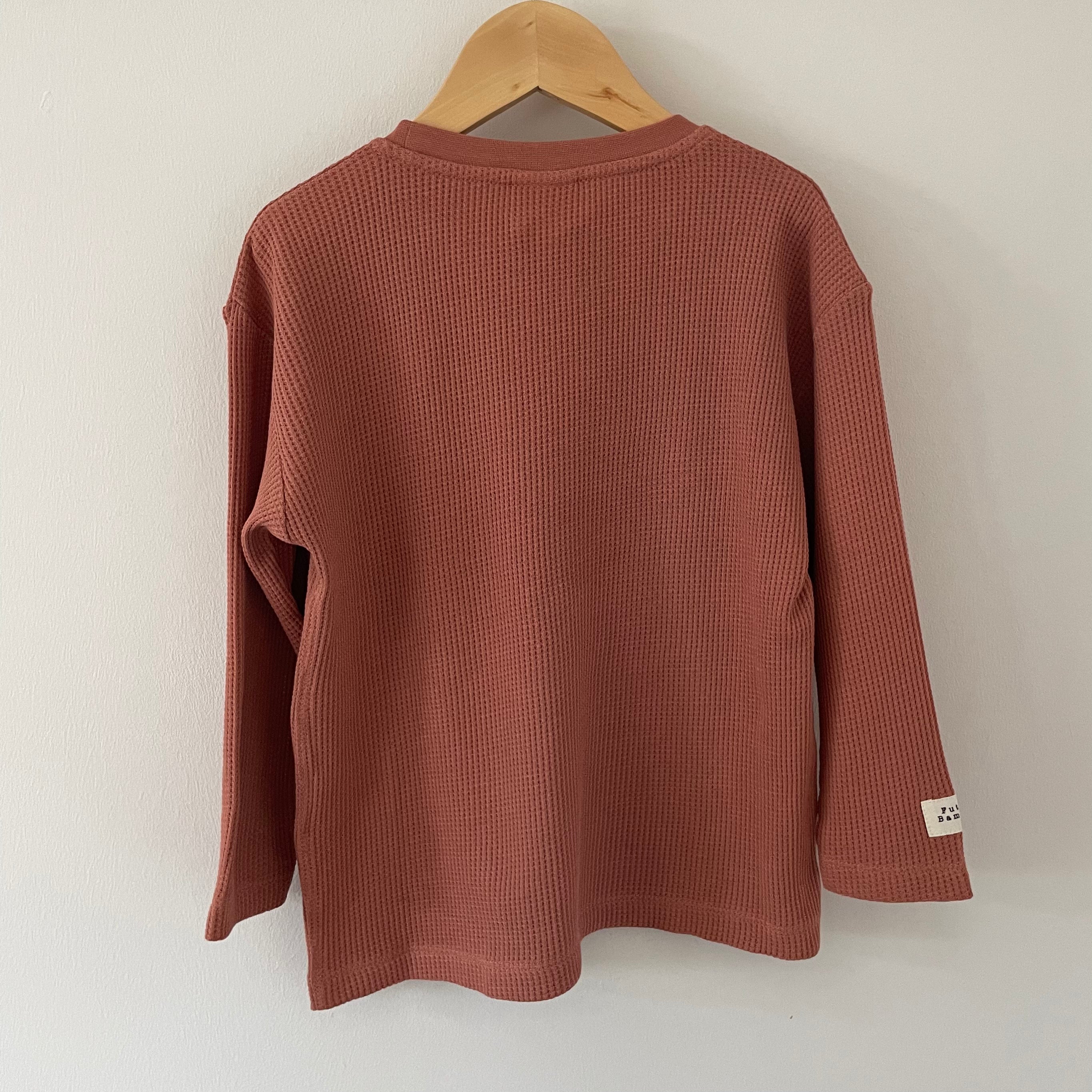 Long Sleeve Waffle Top Rust