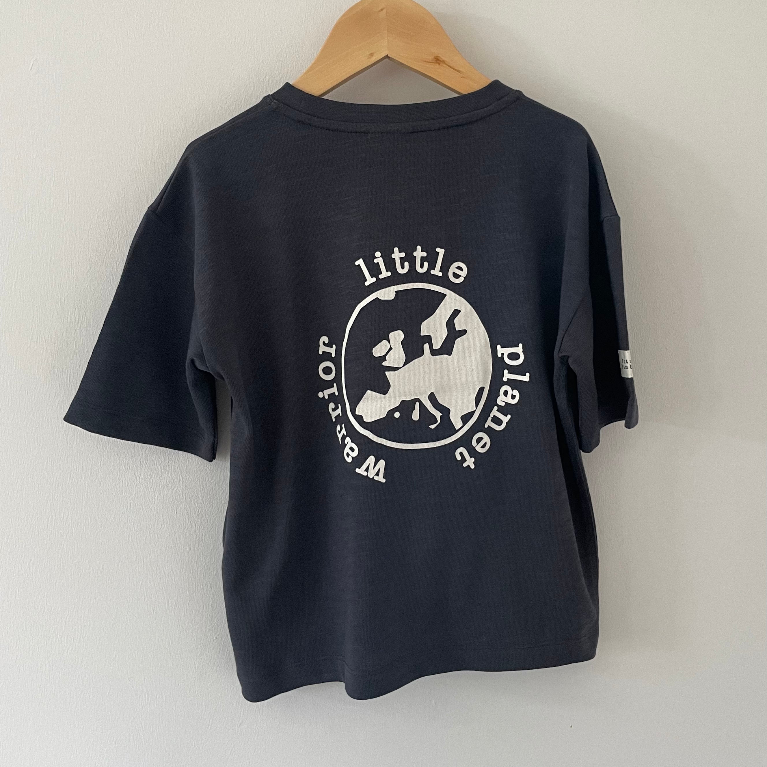 Little Planet Warrior Back Print Slogan T Shirt Charcoal