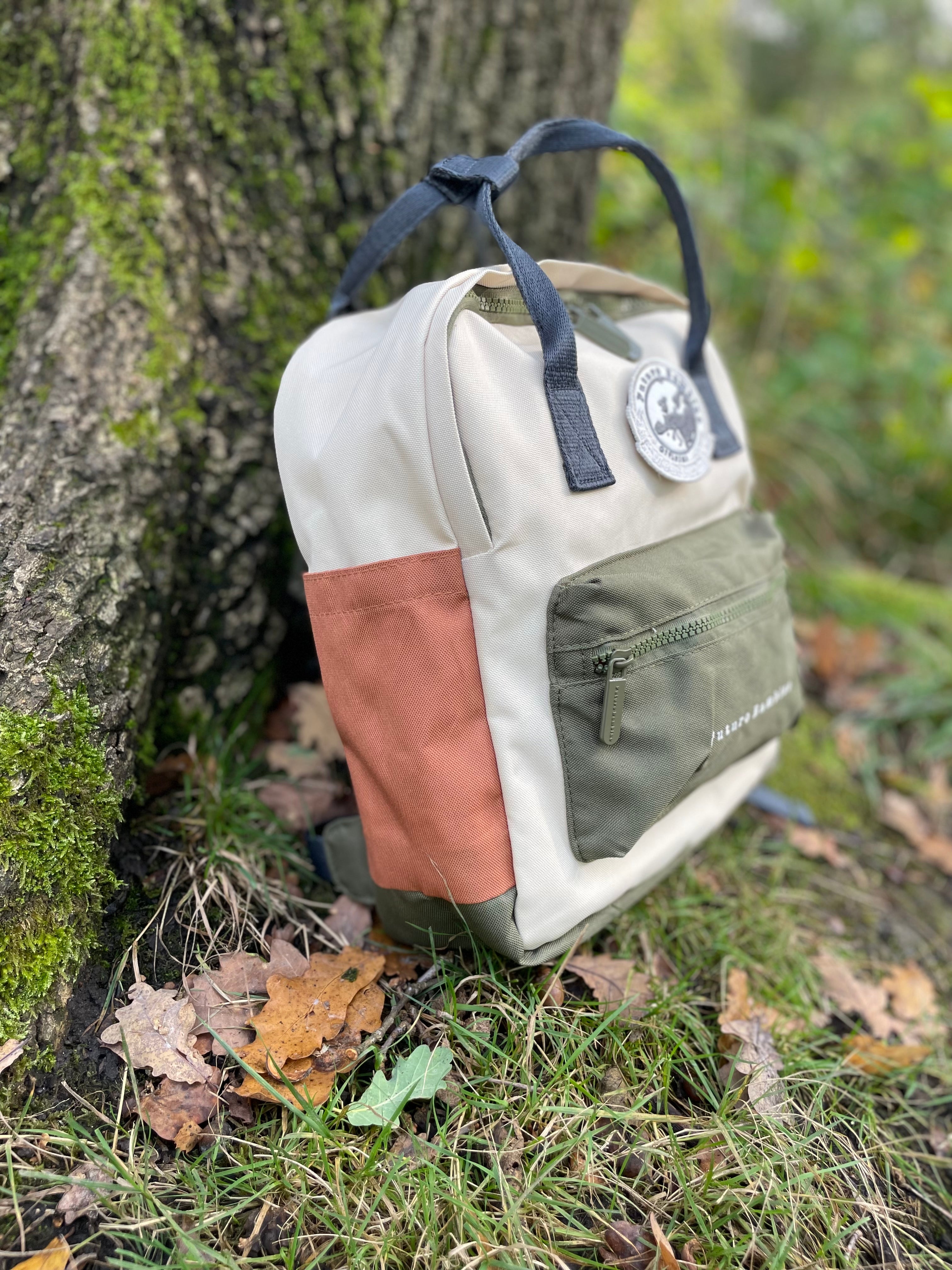 Kids Customisable Sustainable Backpack. Ecru