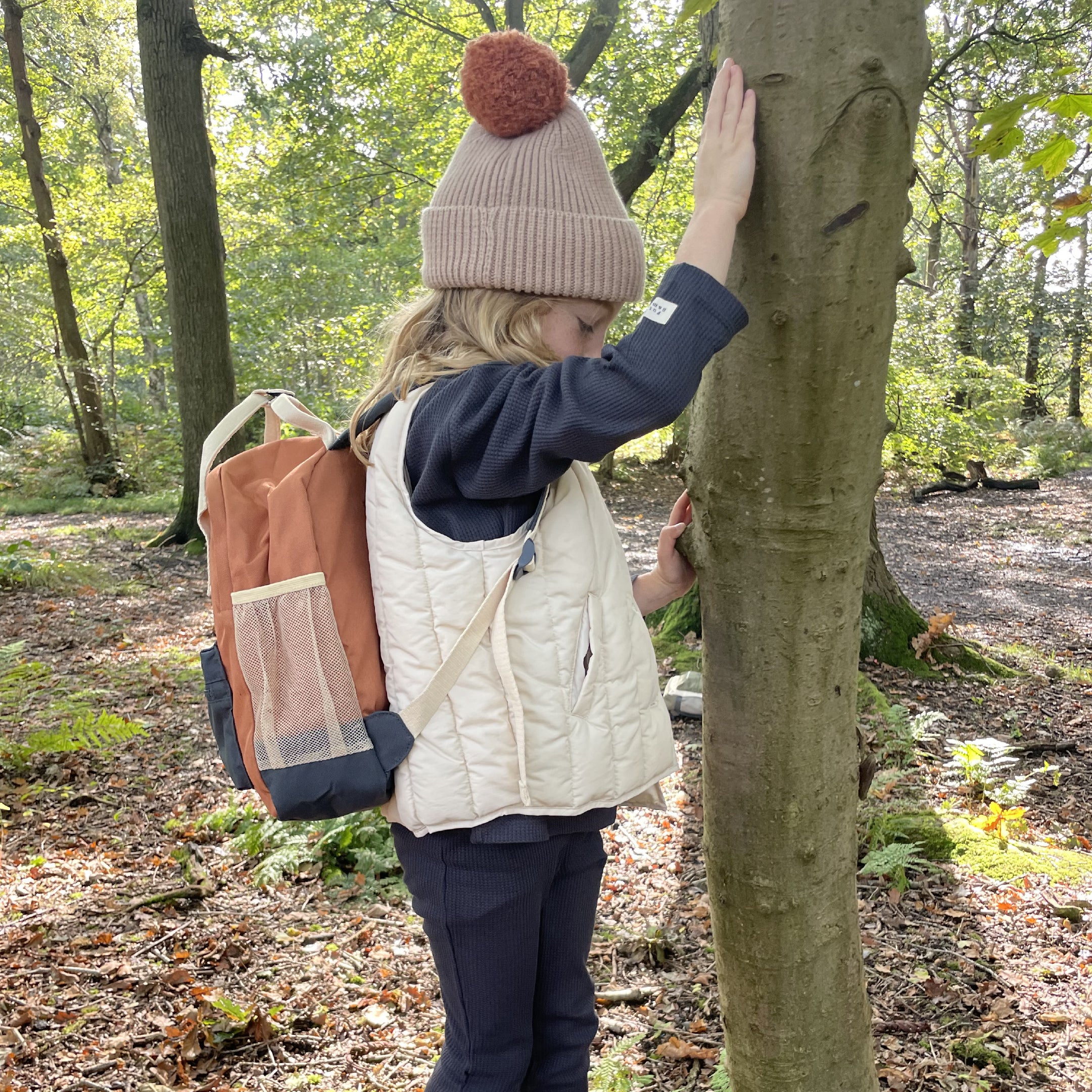 Kids Customisable Sustainable Backpack. Rust