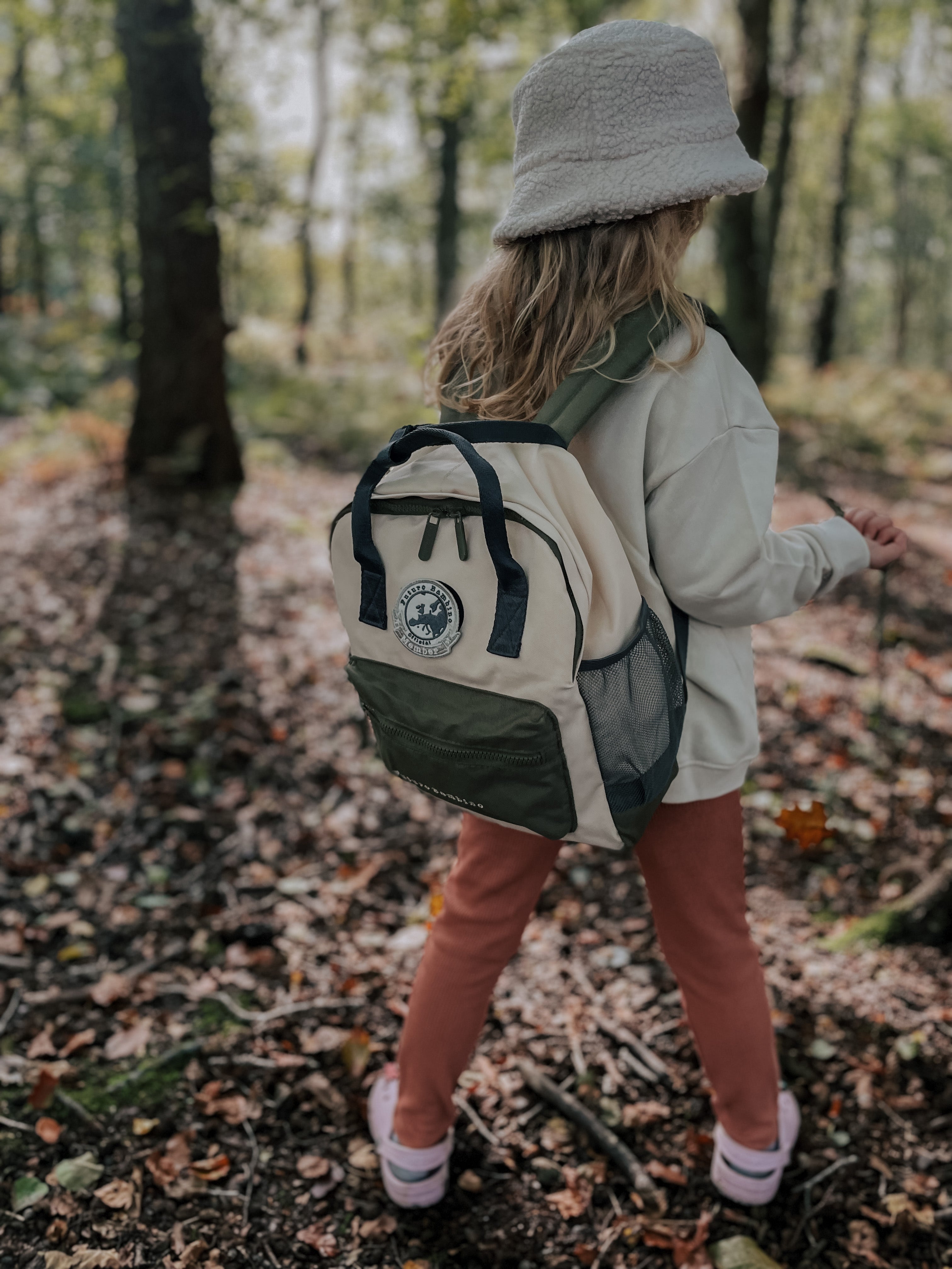 Kids Customisable Sustainable Backpack. Ecru