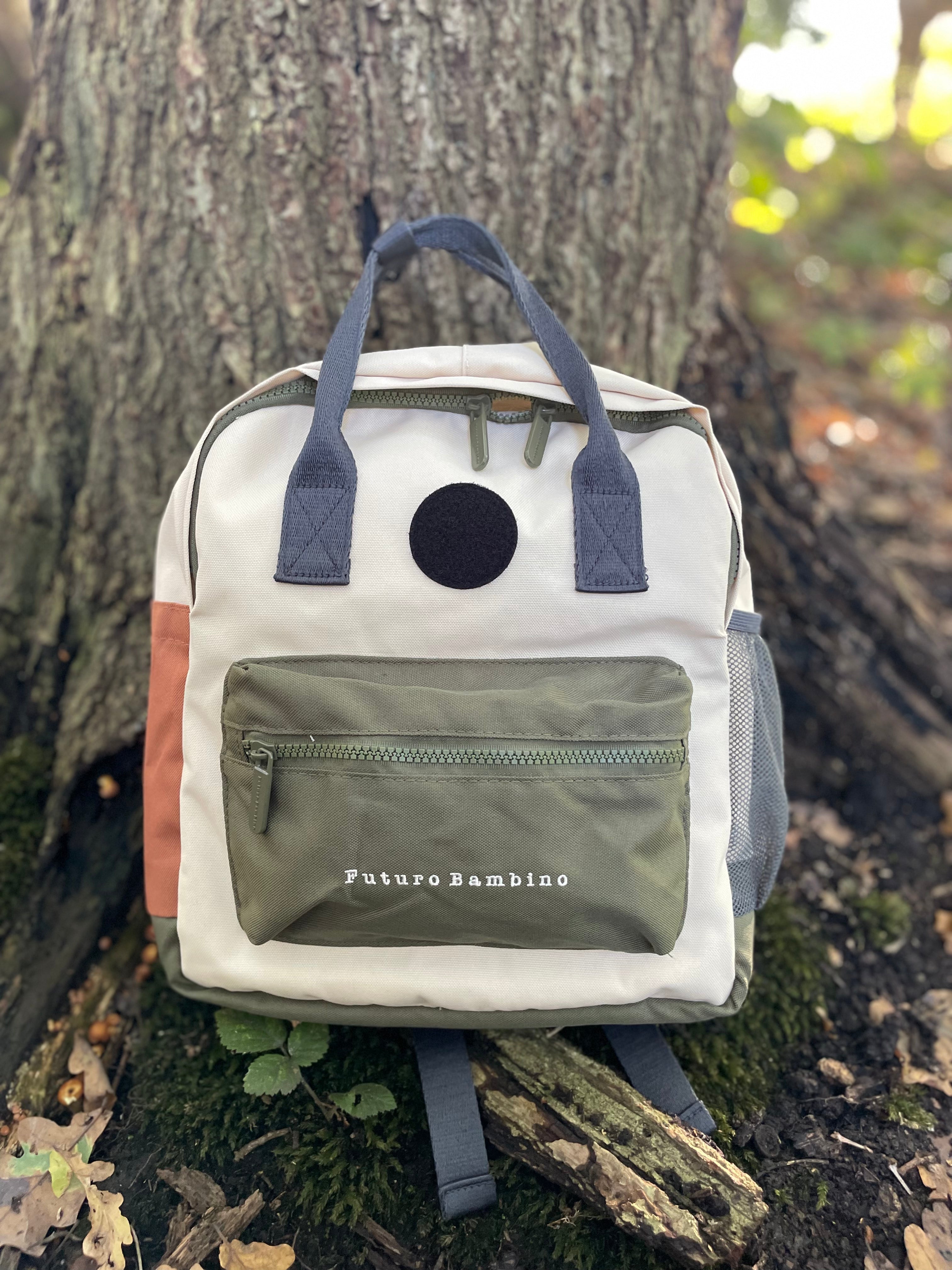 Kids Customisable Sustainable Backpack. Ecru