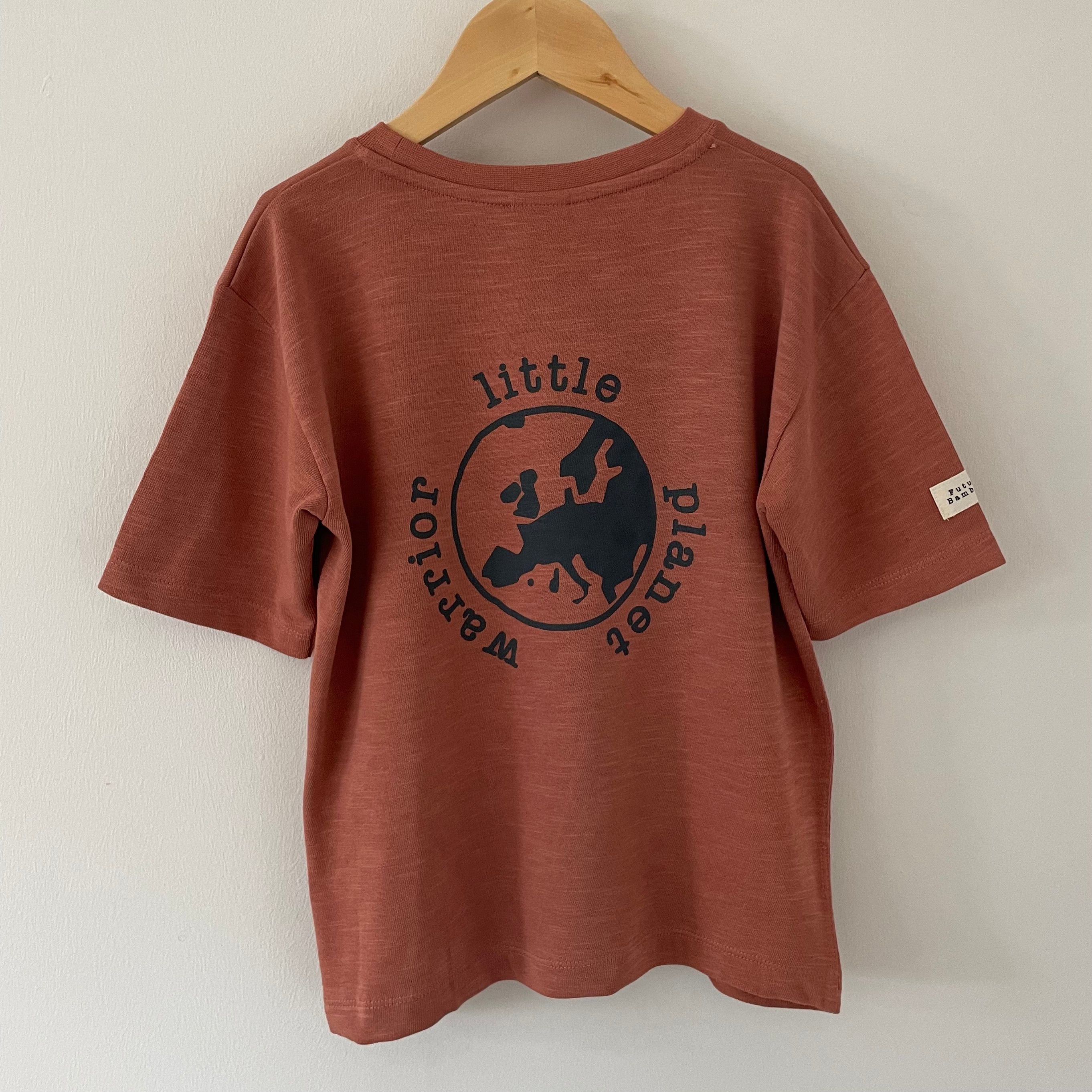 Little Planet Warrior Back Print Slogan T Shirt Rust