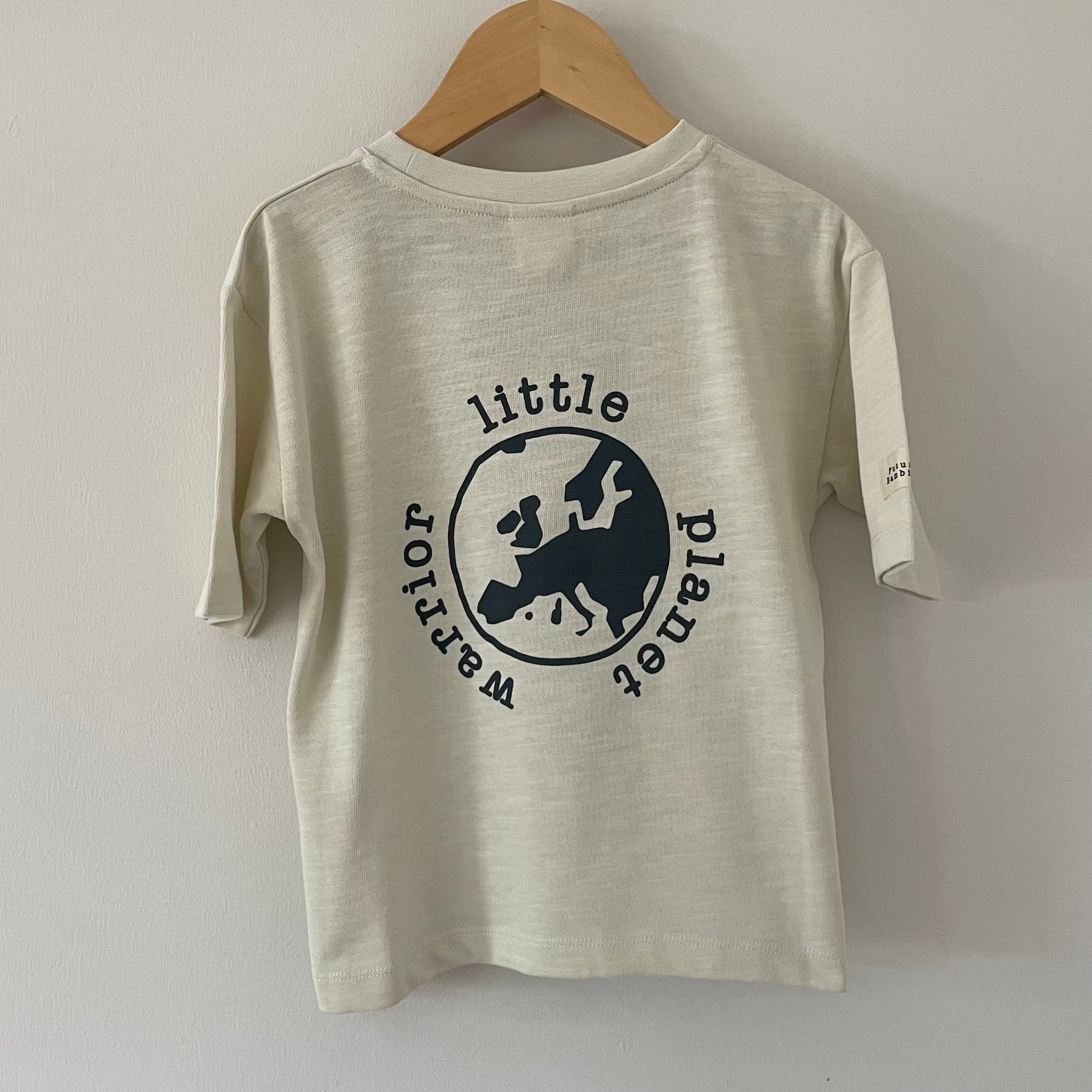 Little Planet Warrior Back Print Slogan T Shirt Ecru