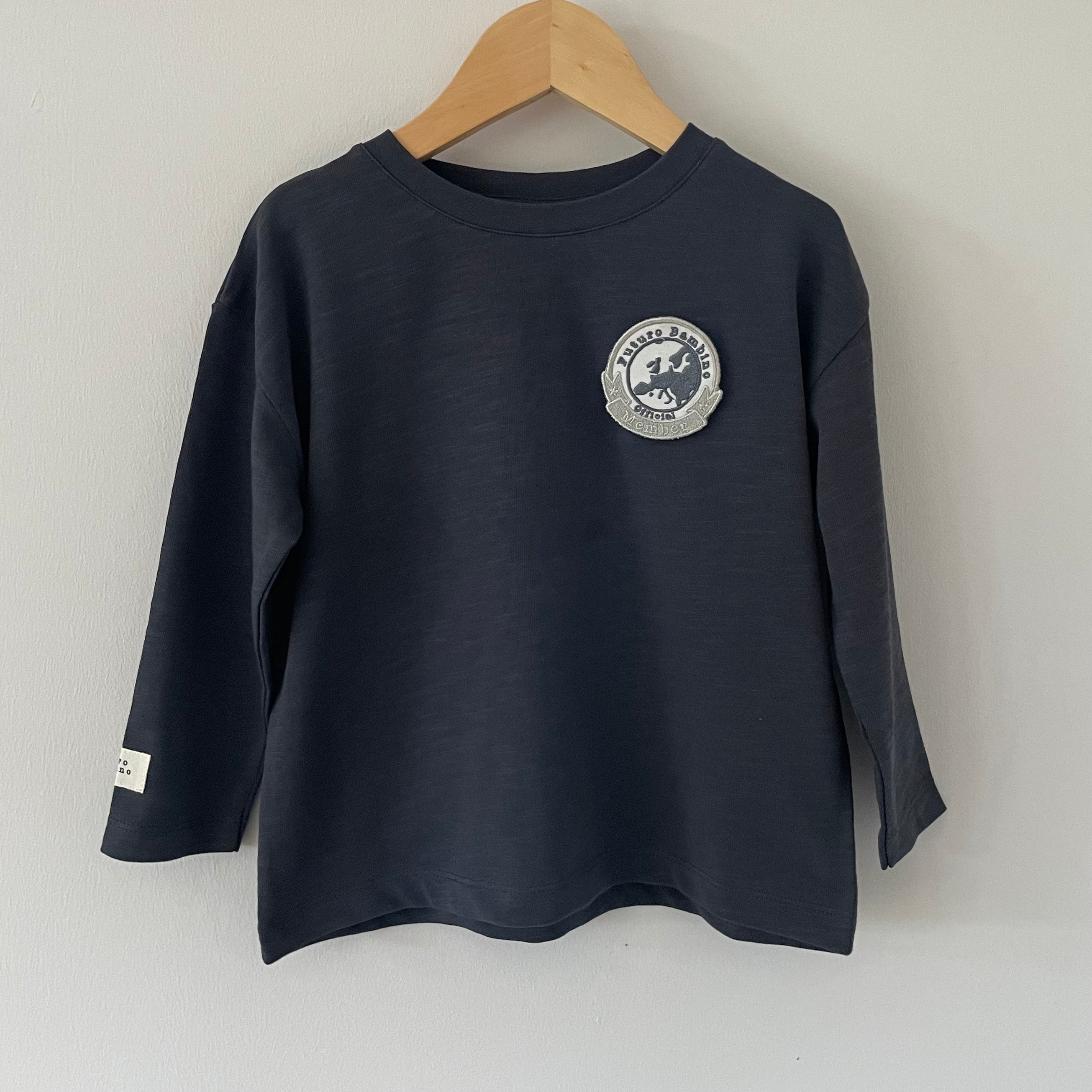 Long Sleeve Patch T Shirt Charcoal