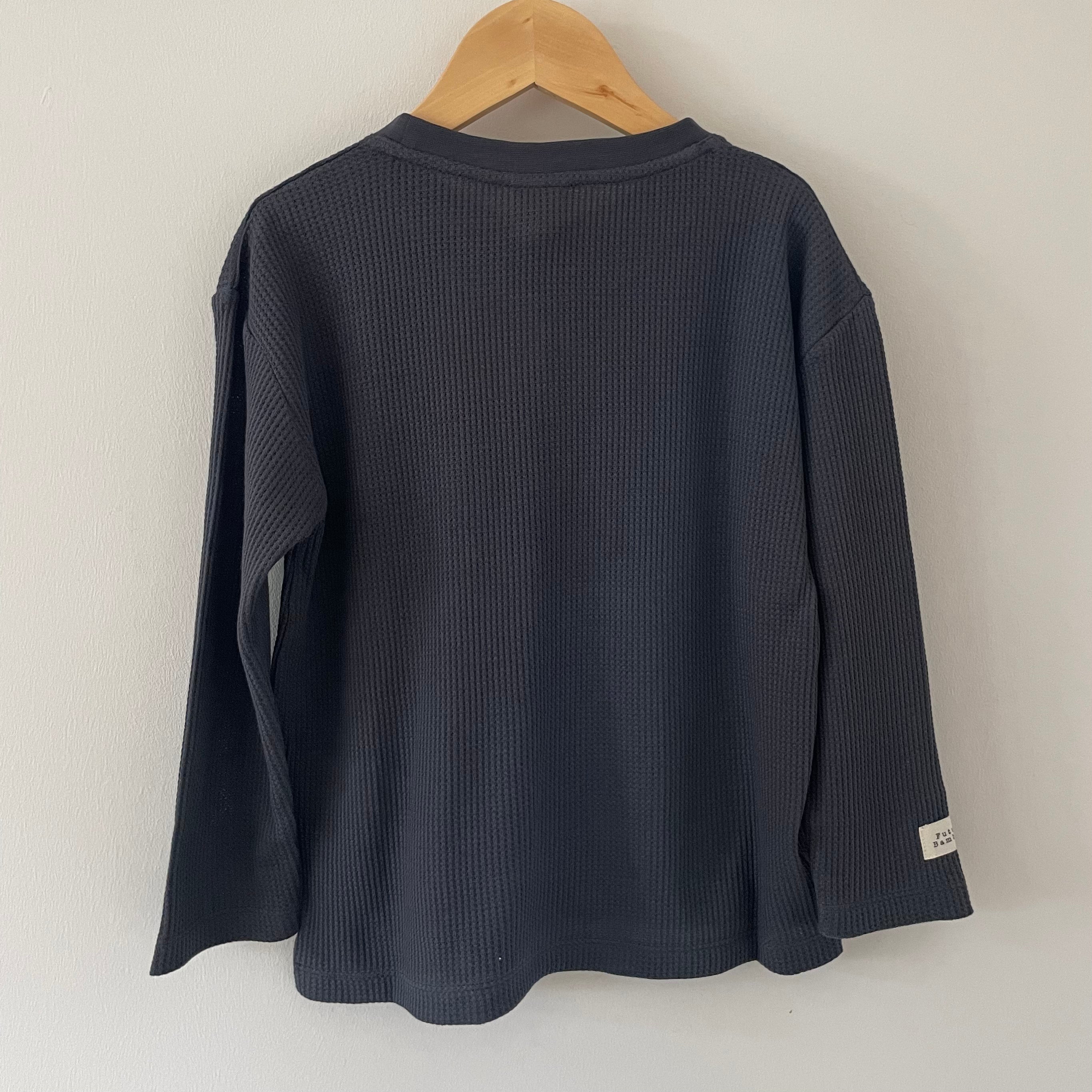 Long Sleeve Waffle Top Charcoal