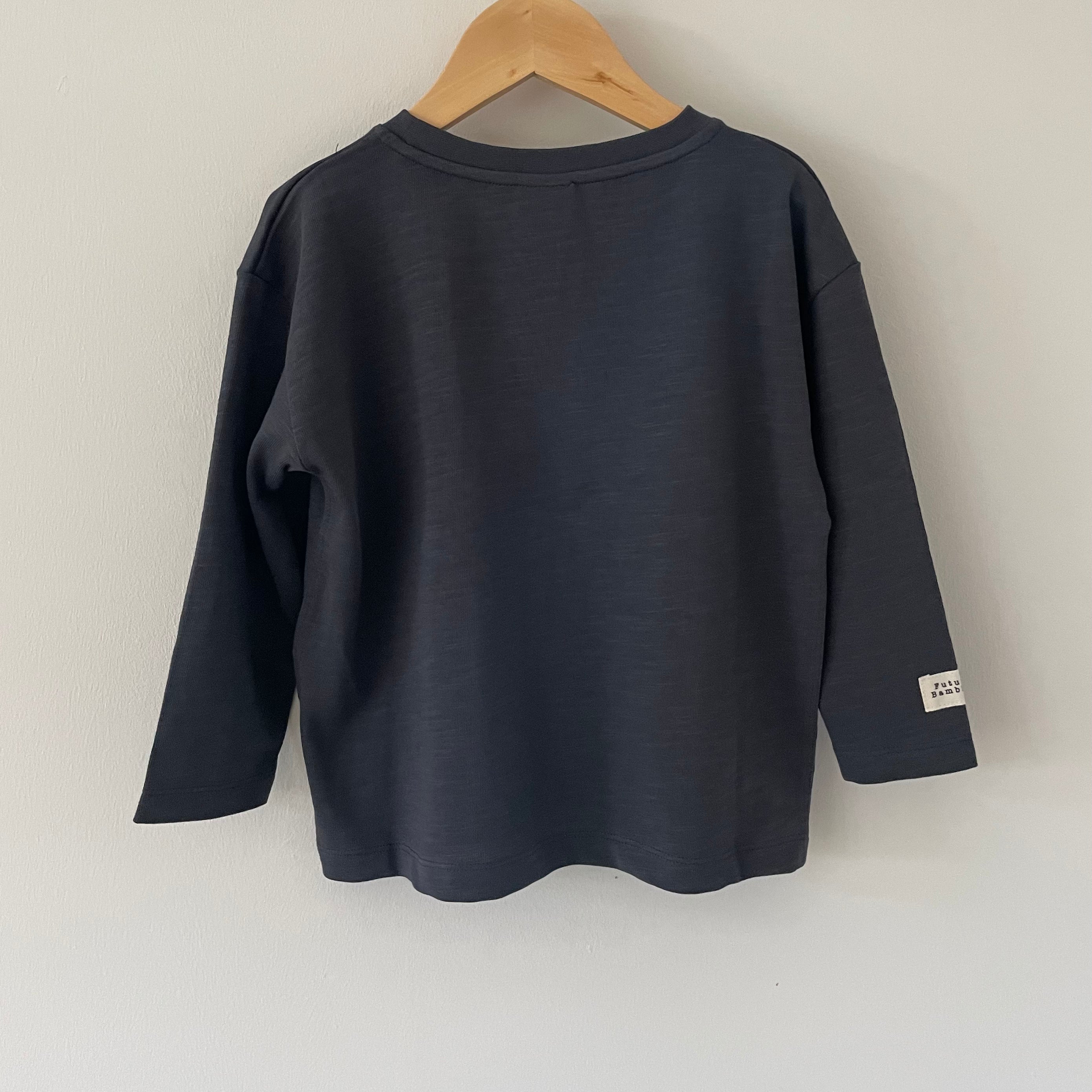 Long Sleeve Patch T Shirt Charcoal